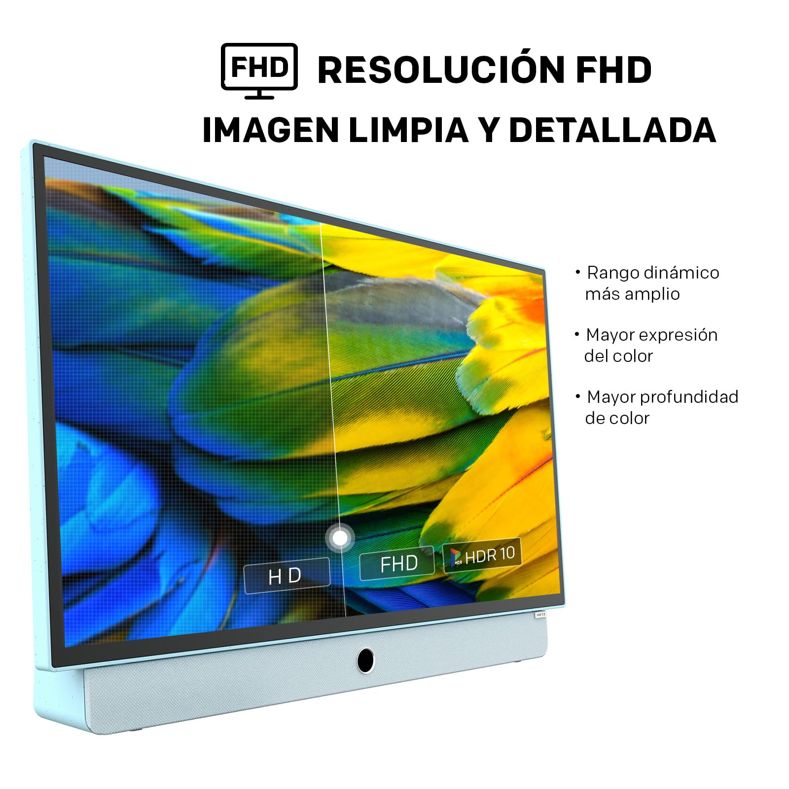 Metz TV Portable 24 Pouces (60 cm) Smart Google TV FHD Avec Batterie Intégrée Poignée HDR 10 Chargeur Voiture 12V Ecran Anti-reflet Dolby Audio HDMI USB Bluetooth Wi-FI (24MPE7000 Bleu)