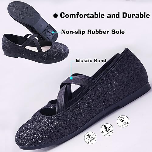 Miniatura 4 de Mei MACLEOD Zapatos planos de ballet para niñas, zapatos de vestir Mary Jane con purpurina