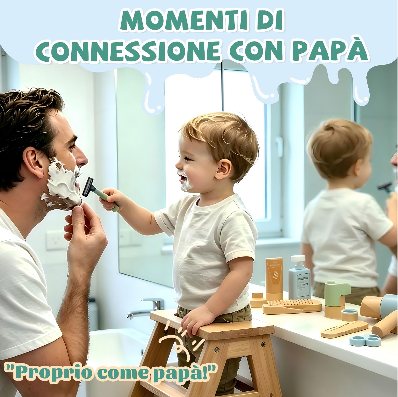 Set di valigie da parrucchiere in legno per ragazze – giocattoli per bambini regalo parrucchiere cassetta degli attrezzi con piastra lisciante pettine specchio e accessori per lo styling beauty trucco