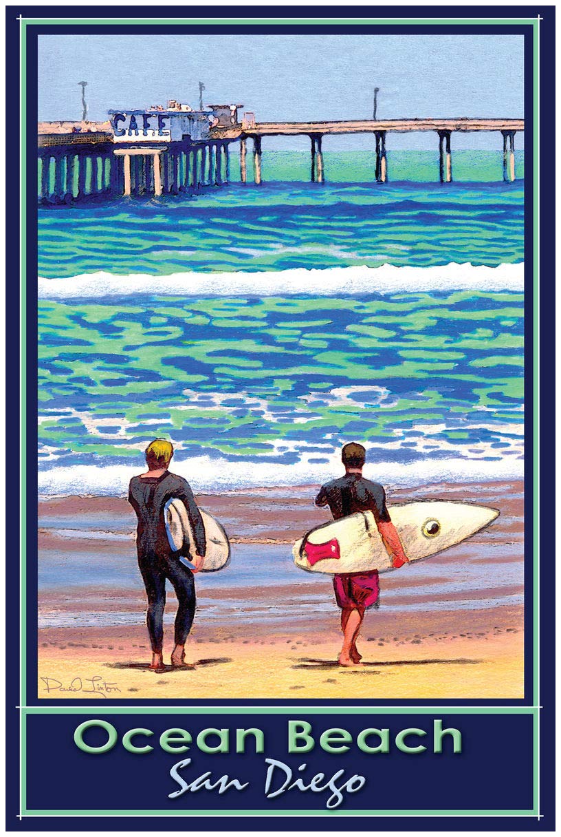 DIEGO プリント作品 Amazon.com: Ocean Beach San Diego Surf Talk Giclee Art Print