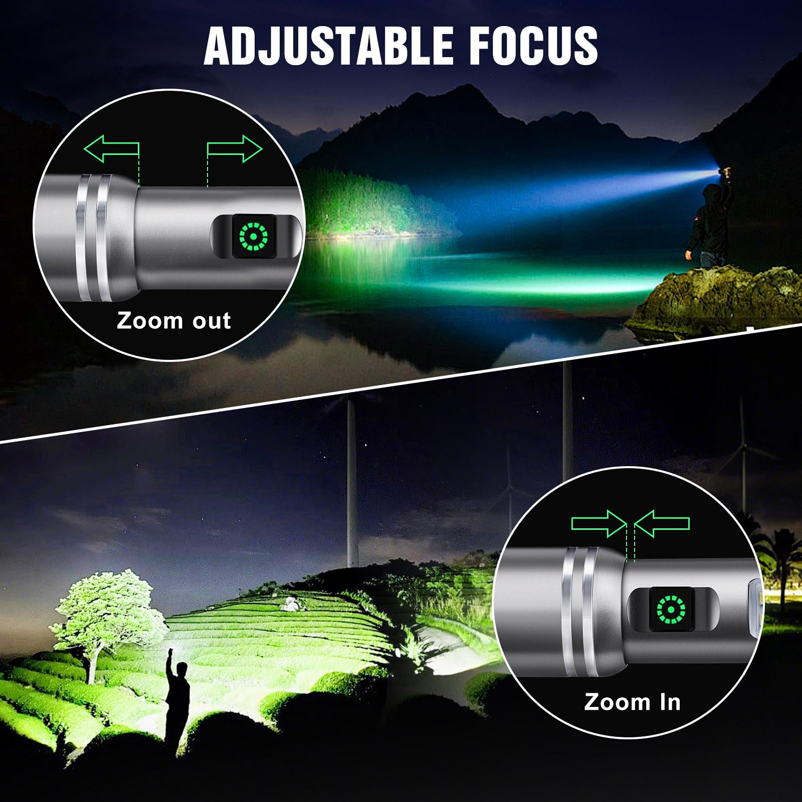 Linterna de alta luminosidad recargable, 3000 lúmenes, súper brillante, linternas LED con 6 modos de luz, IPX6 impermeable, potente luz de flash de mano para camping y emergencias en el hogar