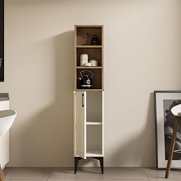 Mezza 5251 MIVA Kahve Köşesi (Çıtalı) Çok Amaçlı Dolap 1 Kapaklı Kiler Mutfak Dolabı Sepet Beyaz