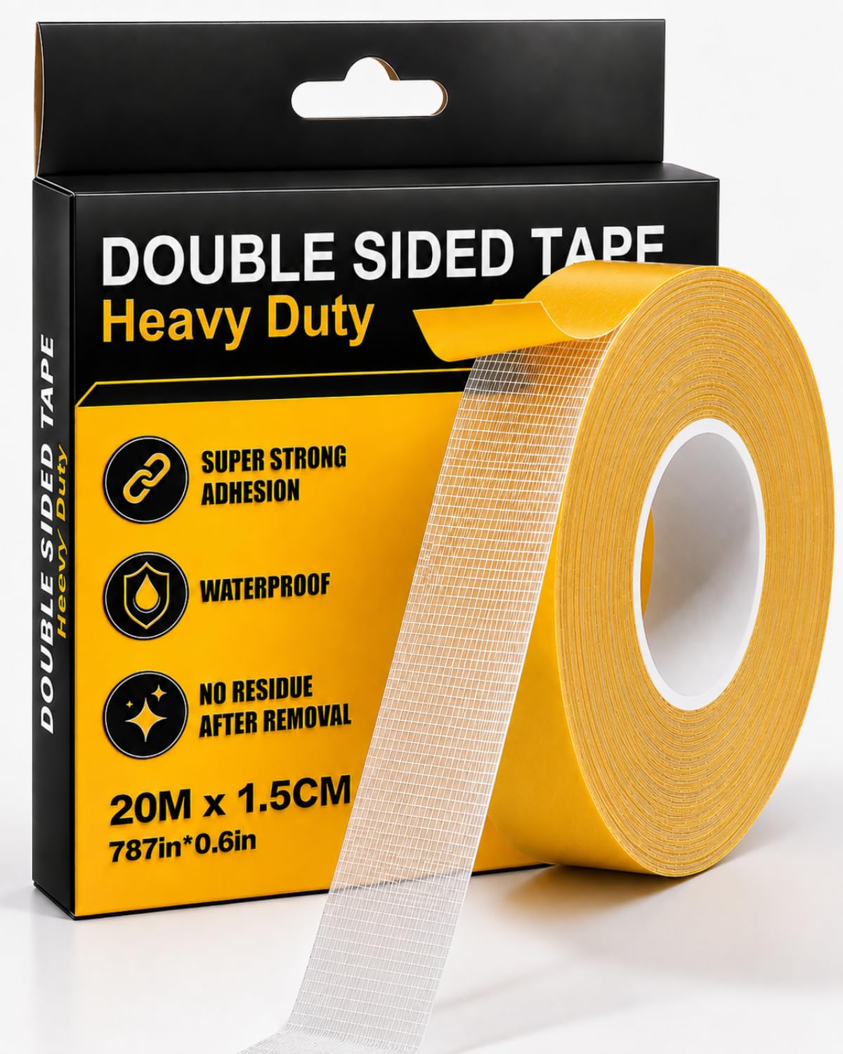 LXLIANGP Heavy Duty Double Sided Tape, 1.5cm Precision Mounting, 20m