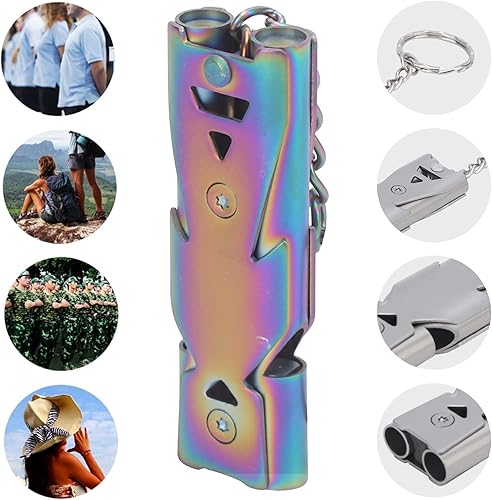 Miniatura 4 de Pilipane Silbatos de emergencia, silbato de seguridad, silbato de supervivencia de emergencia de aluminio para camping, senderismo, caza, deportes