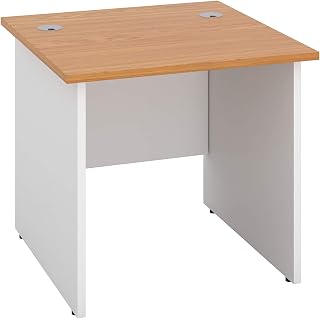 Office Hippo Heavy Duty Square Office Desk with Panel Ends, 80 x 80 x 73 cm, White Legs, Oak Top