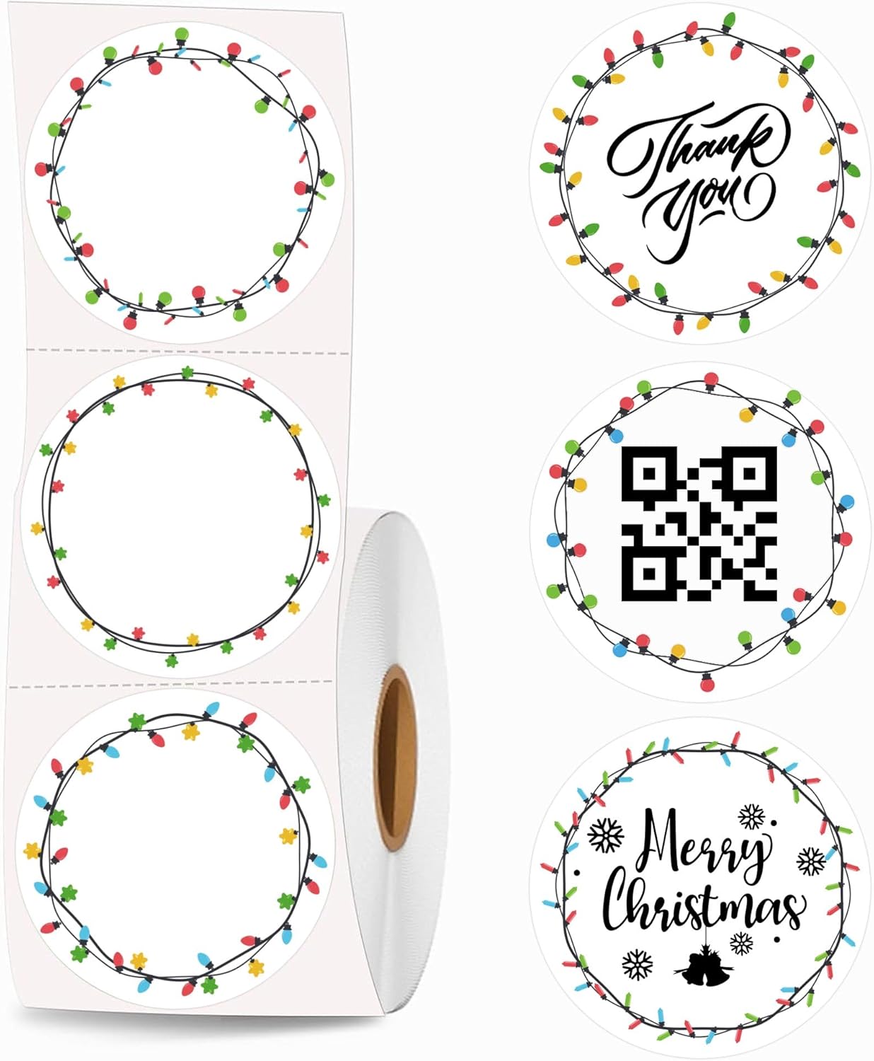 600Pcs Christmas Direct Thermal Labels 2 Inch Winter Bulbs Coding Stickers - Self-Adhesive Xmas Decals for Winter Holiday Party Business & Thermal Printing