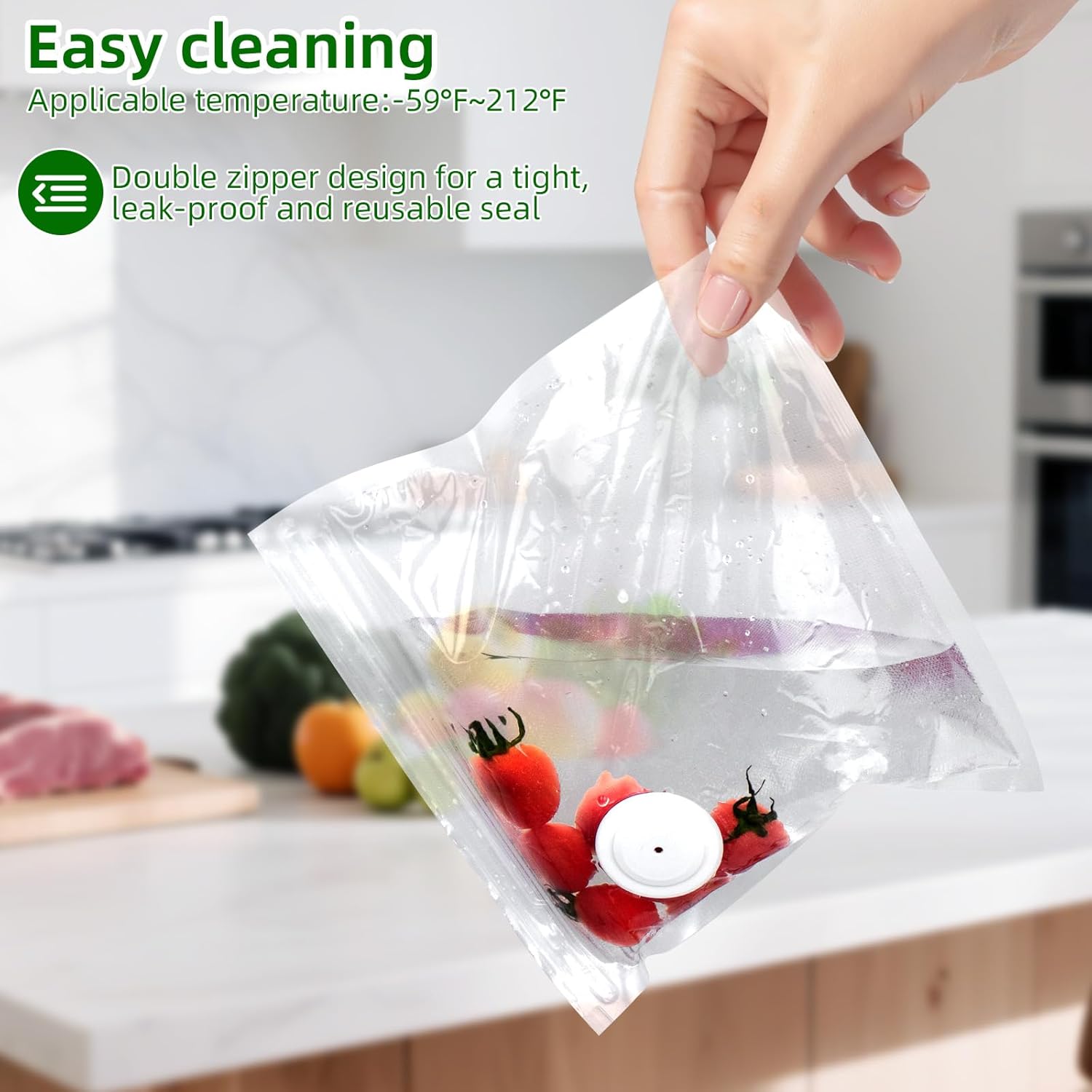 30-Piece Pack of Vacuum Sealer Bags with Air Valves (Food Grade) Reusable Vacuum Sealer Bags for Food (10 Large + 10 Medium + 10 Small) BPA-Free–Odor-Resistant