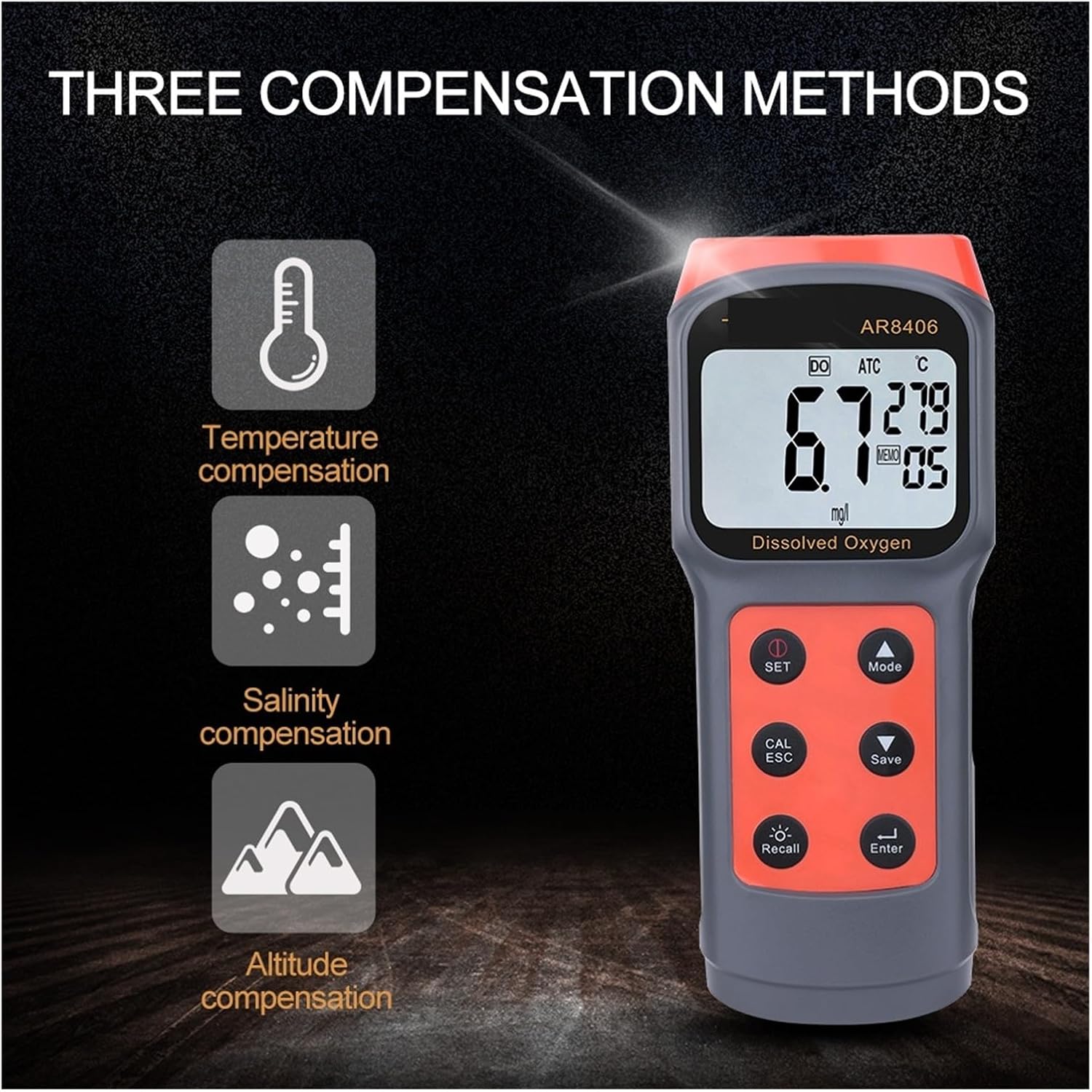 Digital Dissolved Oxygen Meter, Water Quality Tester DO Tester 0-30mg/L Measuring Range Oxygen Contents Detector