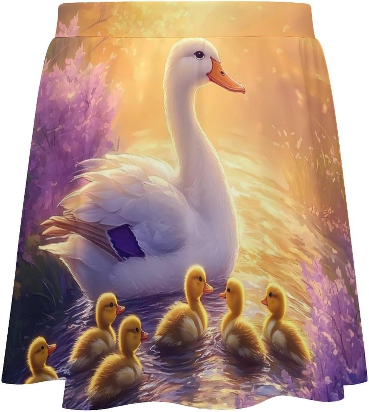 Duck Flowers Women Tennis Skirt Print Golf Skirts Mini Casual Workout Skorts
