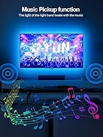 Vista 4 de Luces de TV detrás, luces LED de 19.68 pies para TV de 55 a 85 pulgadas, retroiluminación de TV RGB, sincronización de música, aplicación Bluetooth