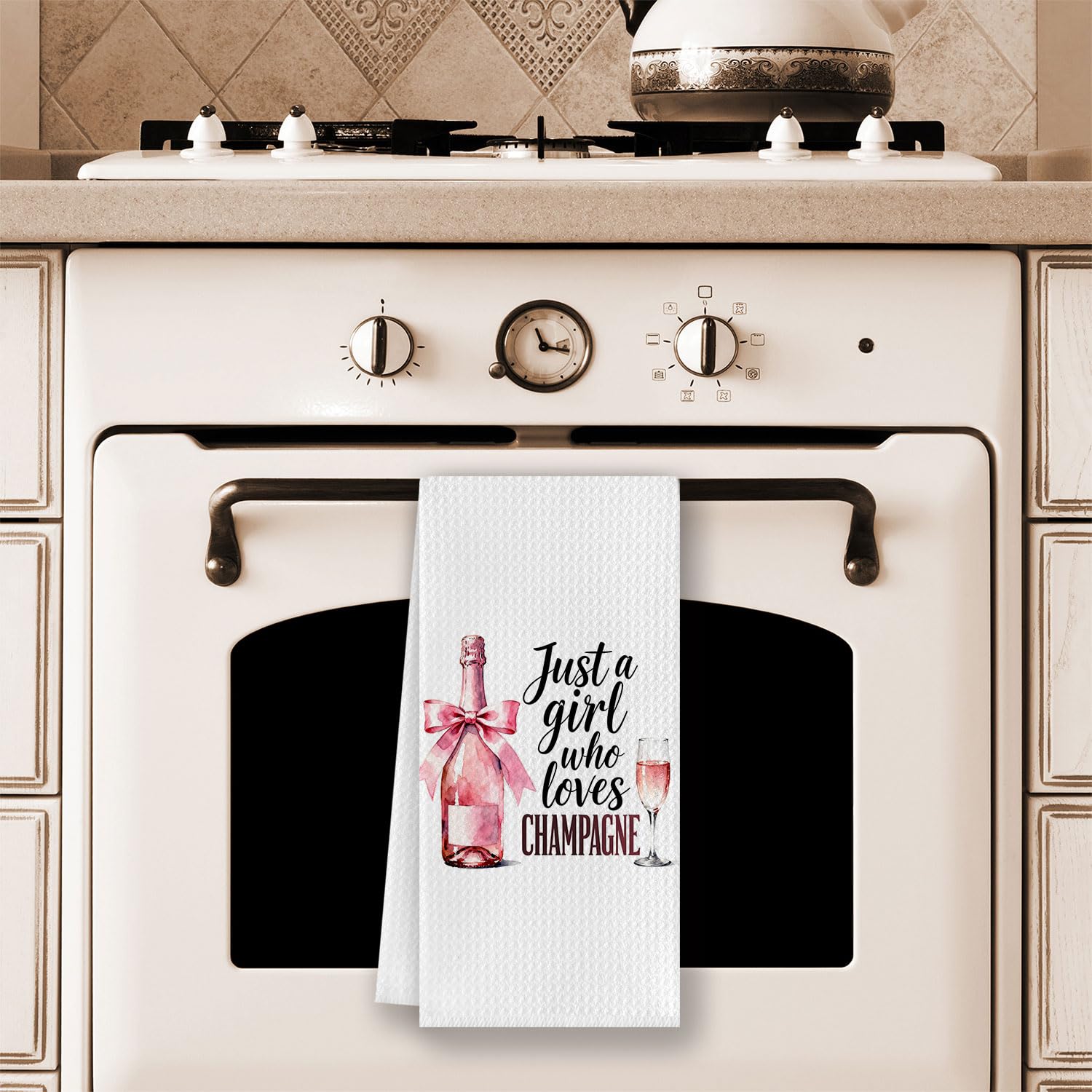 Coquette Champagne Gifts Kitchen Towels for Women, Just a Girl Who Loves Champagne Hand Tea Dish Towels for Kitchen Bathroom Decor, 16x24 Inches