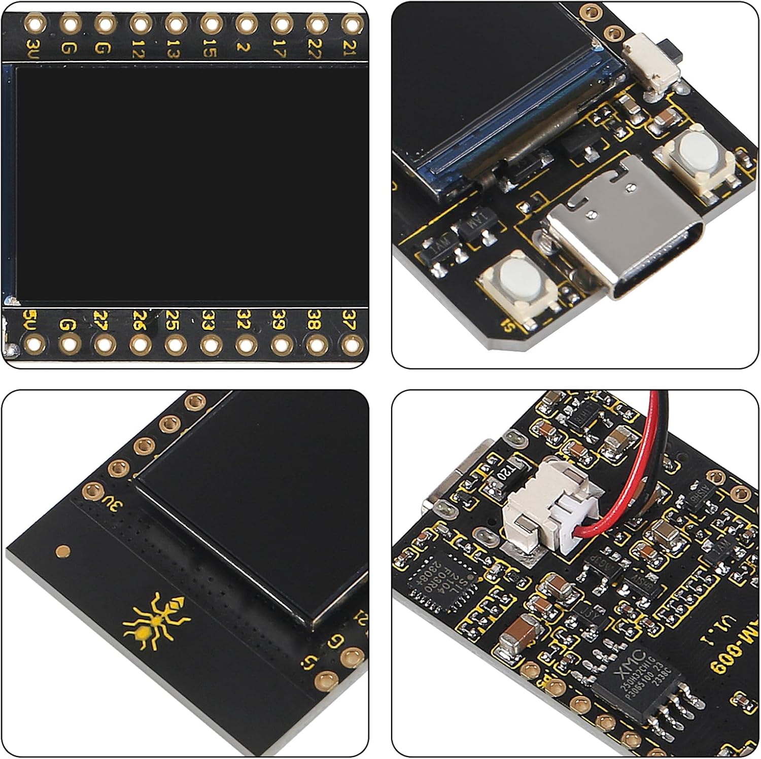 2Pcs T-Display 1.14" ESP32 Development Board WiFi and Bluetooth 1.14 Inch LCD Display Control 4MB LCD Wireless Controller Module for Arduino