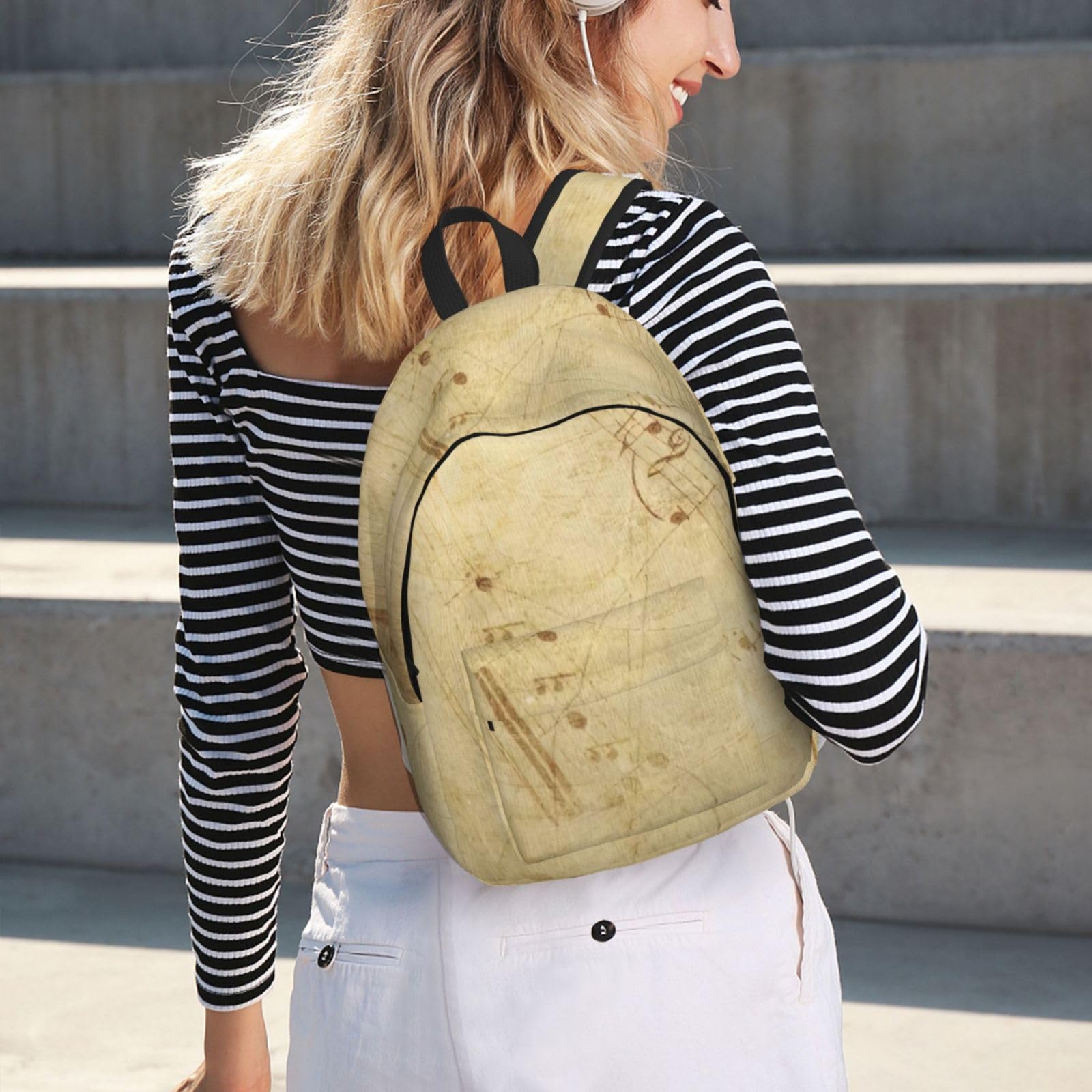 KoNsev Notenrucksack, Elementar-Büchertasche, Mädchen, Jungen, modisch, lässig, Tagesrucksack, Reisen, Uni, Lehrer, Schwarz , M