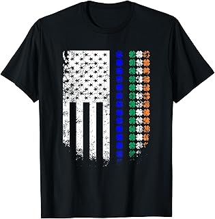 Thin Blue Line US Flag Shamrock Proud Irish Police Officer T-Shirt