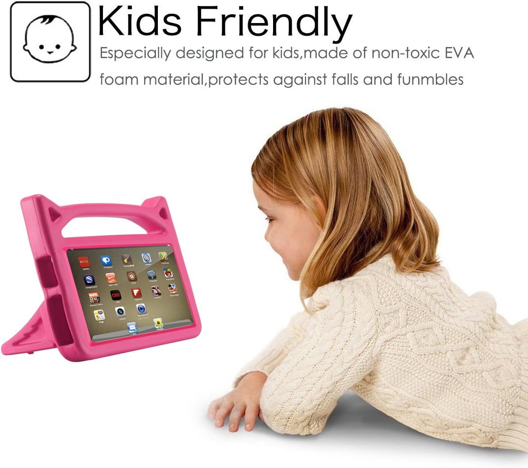 All-New Fire 7 2019 Case,Fire 7 Tablet Case,Riaour Kids Shock Proof Protective Cover Case for  Fire 7 Tablets (Compatible with 5th Generation 2015/7th Generation 2017/9th Generation 2019) (Rose) : Electronics