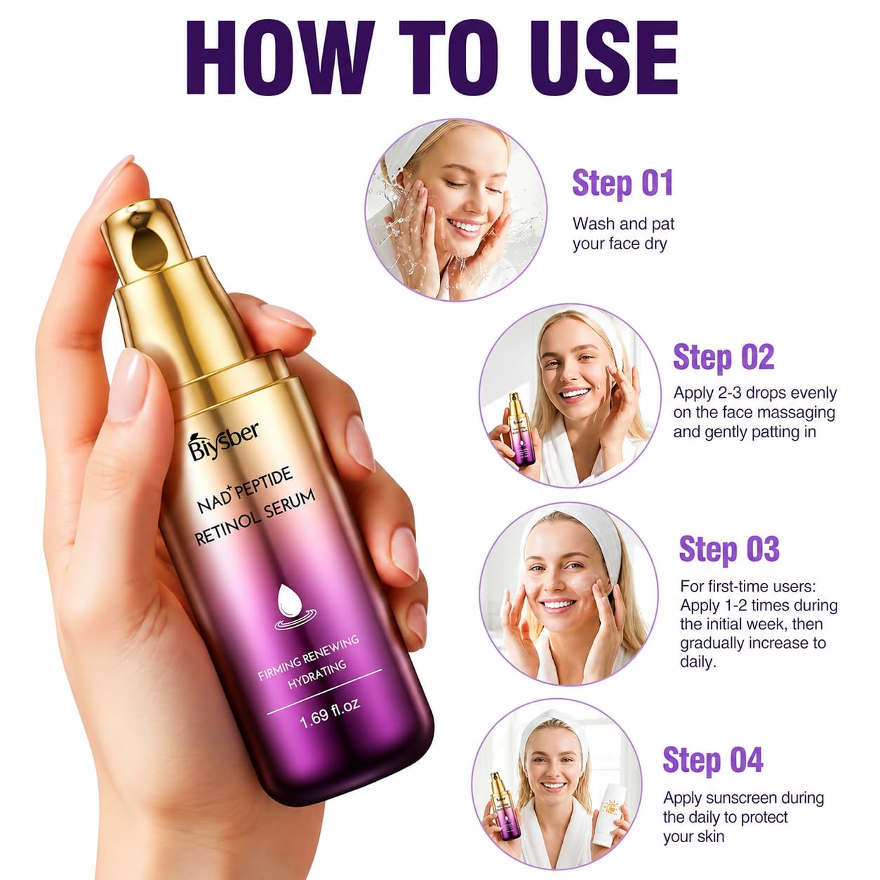 Retinol Serum for Face & Neck with Peptide & NAD+, Firming Collagen Skin Care for Fine Lines, Wrinkles & Hydration, Lightweight Daily Serum for Women & Men