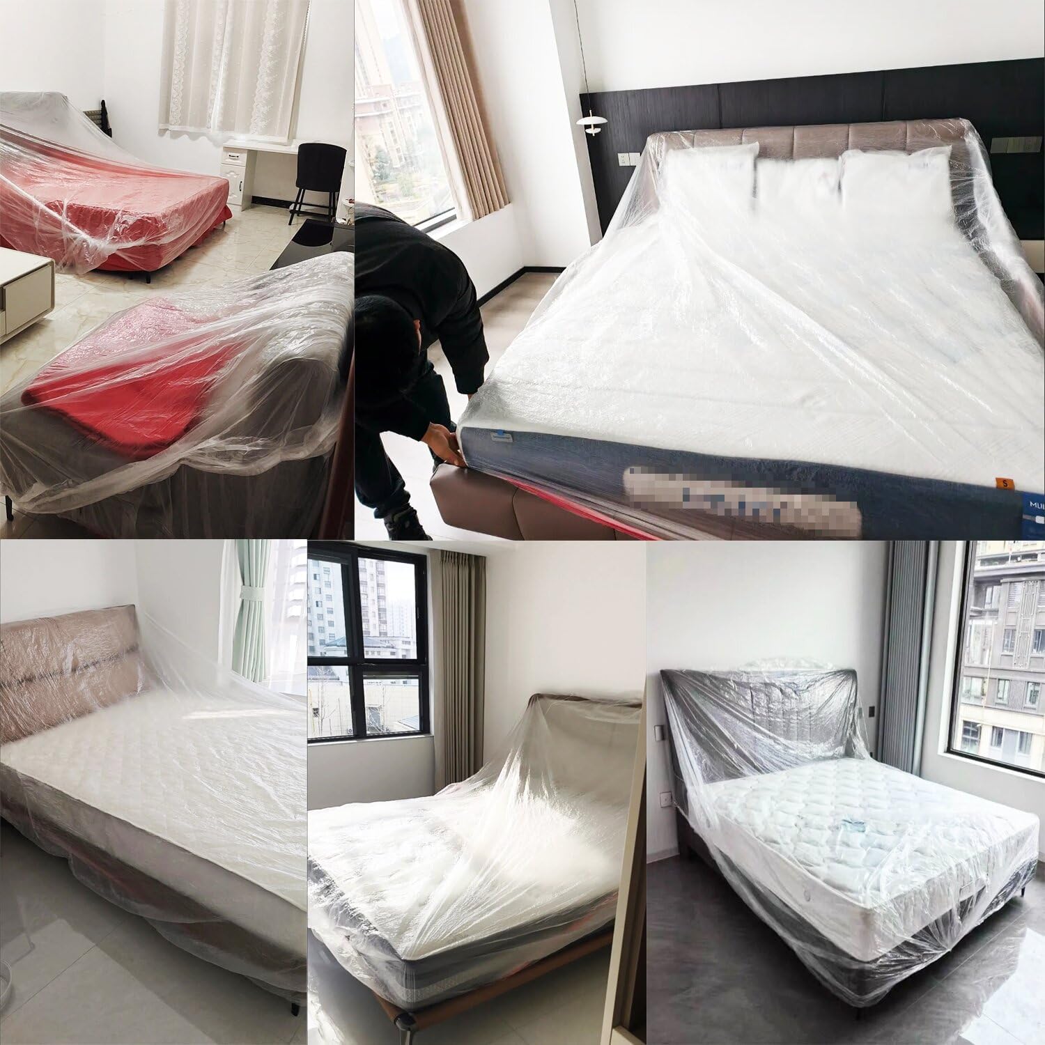 2 Pack Sofa Dust Covers Dustproof Couch Protector Plastic Moving and Storage Covers for Furniture Moves Protection Queen Bed King Bed Home Renovation Wall Painting Basement Garage