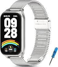 BDIG Metallo Cinturino Compatibile con Cinturini Xiaomi Smart Band 9 Active/Redmi Smart Band 3 Donna,Cinturino Doppie Magnetiche per Xiaomi Smart Band 9 Active Argento
