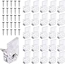 25Pcs Mirror Hangers for The Wall, Mirror Holder Clips, Clear Plastic Mirror Mounting Clips, Glass Retainer Clips Kit Crystal Mirror Hanging Hardware Frameless Kit for Wall and Fixed Mirror Box Door