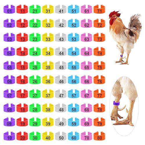 80 Pcs Chicken Leg Rings, 16mm Adjustable Chicken Leg Bands