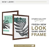 Vista 2 de MCS Studio Gallery 16x20 Poster Frame Walnut Woodgrain Engineered Wood, Vertical & Horizontal Wall Hanging Large Picture Frame for Photos, Posters &