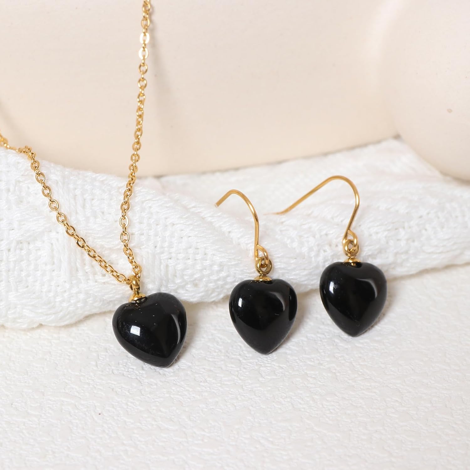 Natural Stone Necklace and Earrings Set for Women Healing Stone Jewelry Set Gift for Mother Wife - Image 3