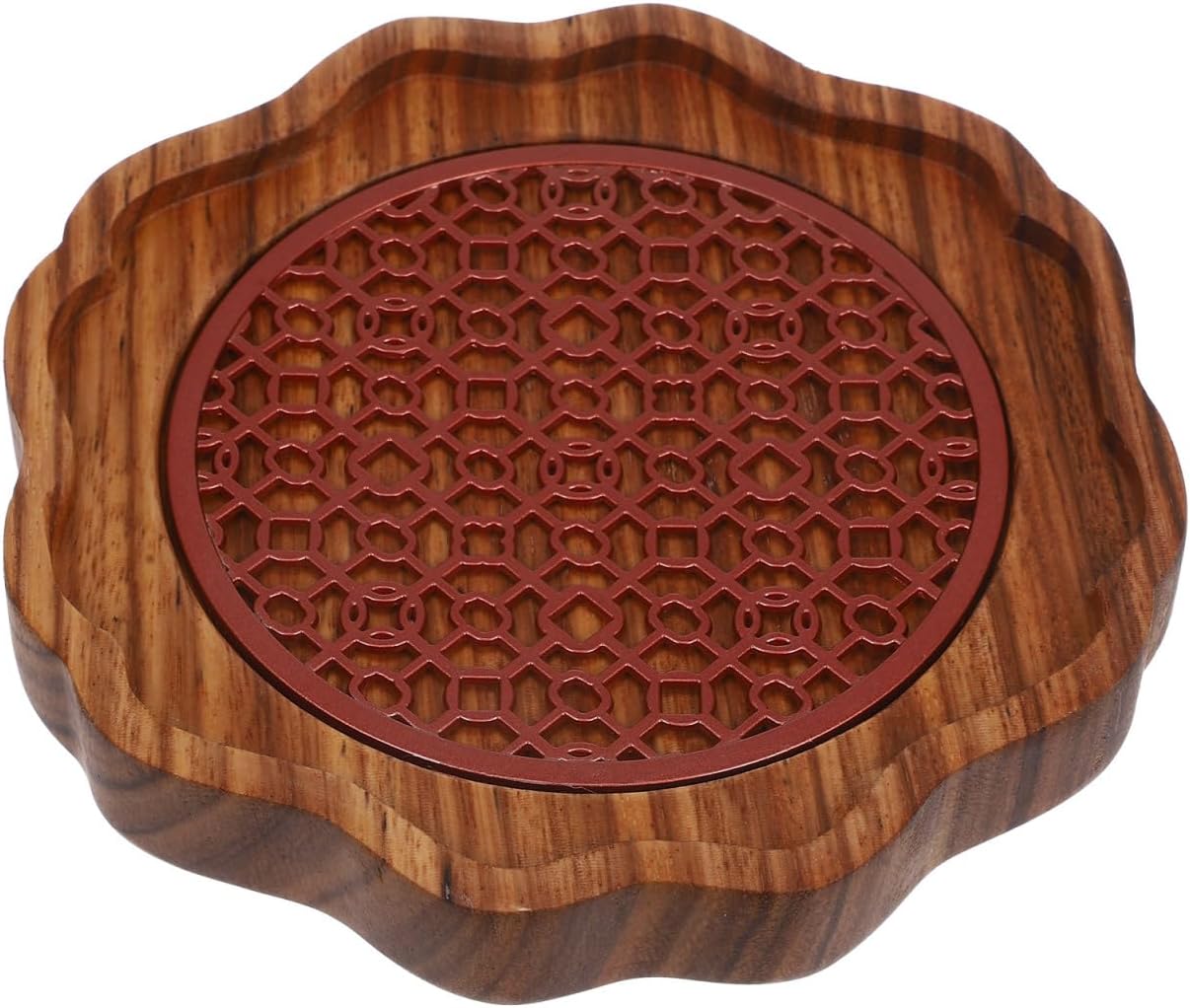 Ciieeo Wooden Teapot Holder Tea Mat Coaster Cup Pad for Kettle Storage 5.51 X 5.51 X 0.78 in Thickened Drink Coaster for Home Tearoom Bar Restaurant Table Use