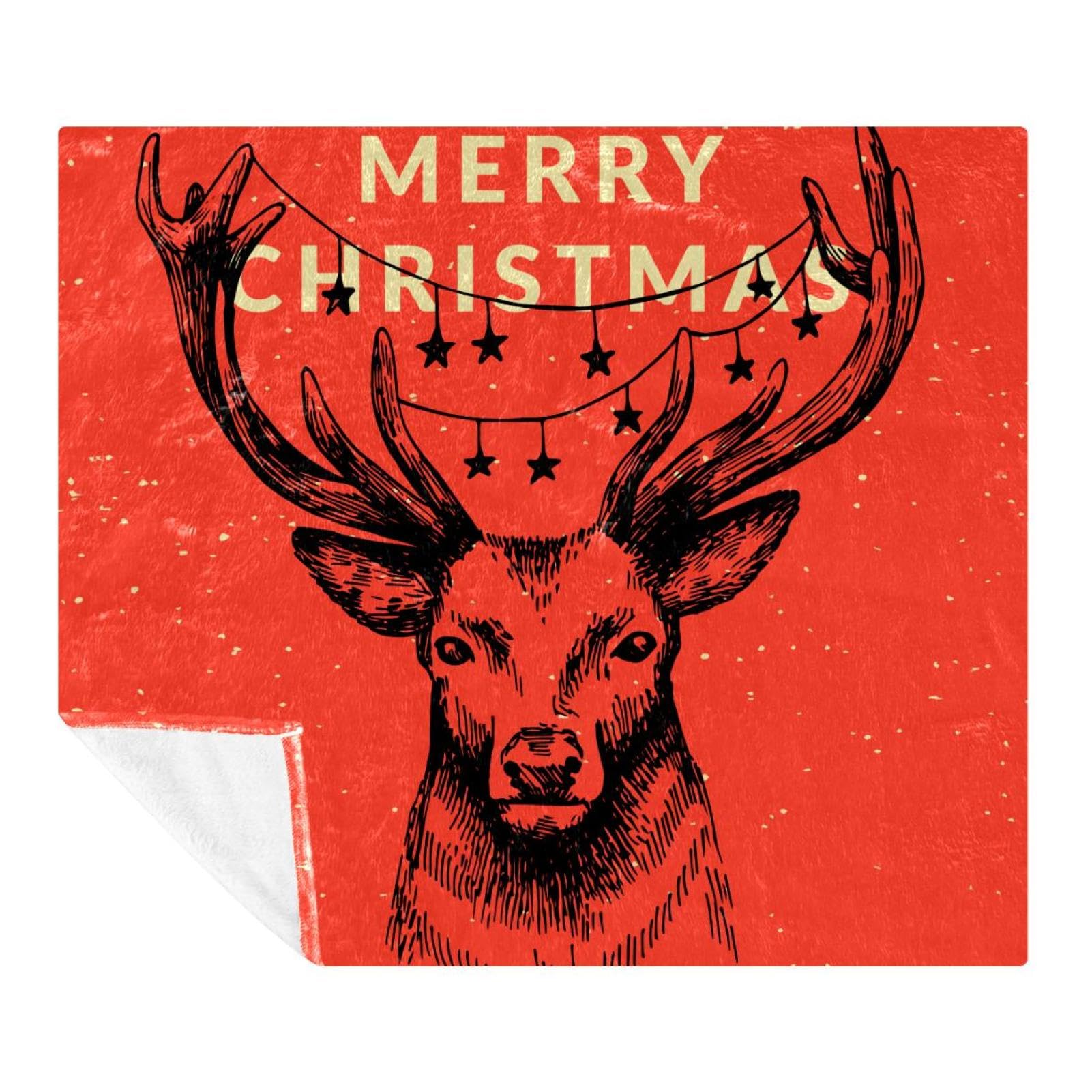 Couverture polaire microfibre Merry Christmas plaid rouge 150x200cm pour canapé lit