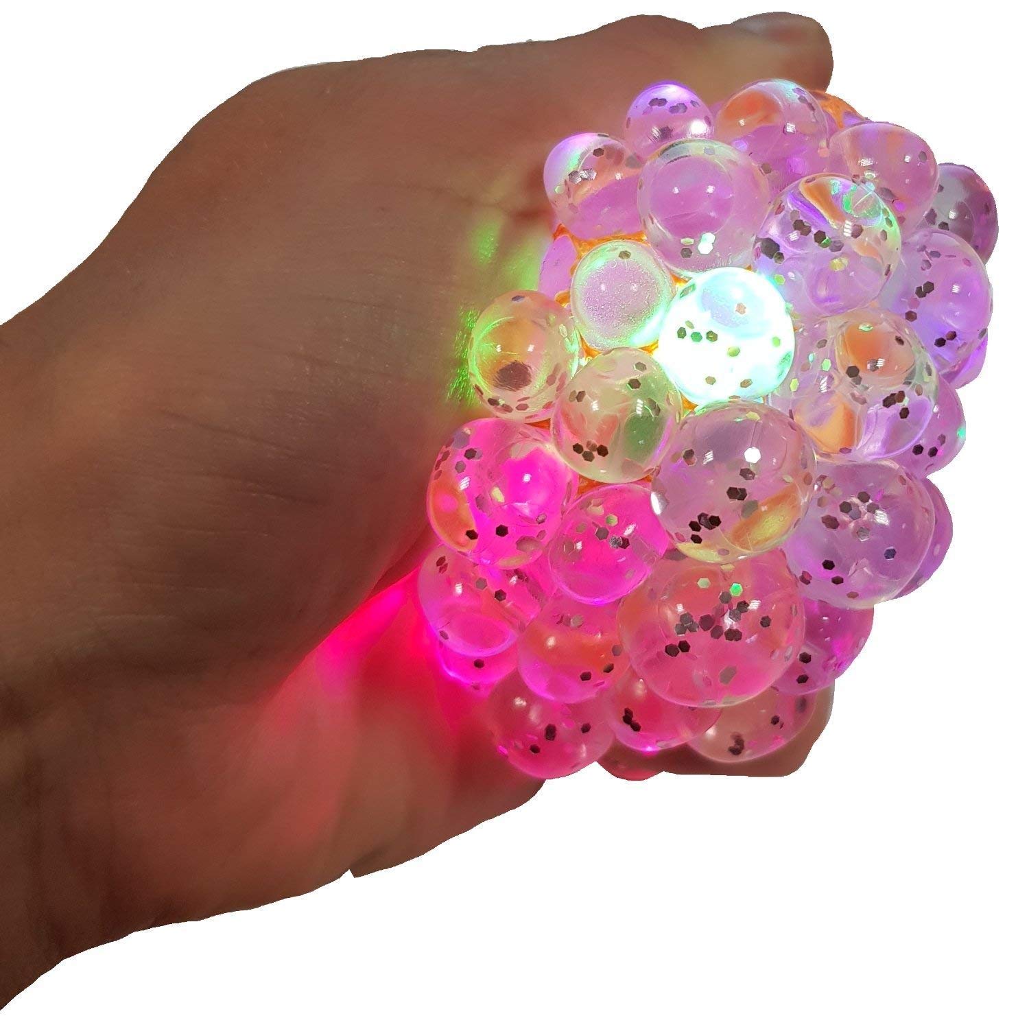 Tobar 30236 Squishy Mesh Ball Glitter 1 sztuka w 3 kolorach: jasnoniebieskim, różowym i zielonym, 65 x 65 x 70 cm