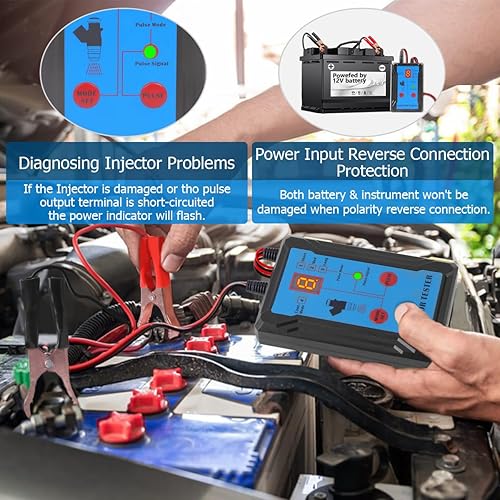 Miniatura 7 de Kit de limpiador de inyector de combustible actualizado con 2 adaptadores universales y 2 limpiadores de descarga dedicados, 8 modos de pulso,