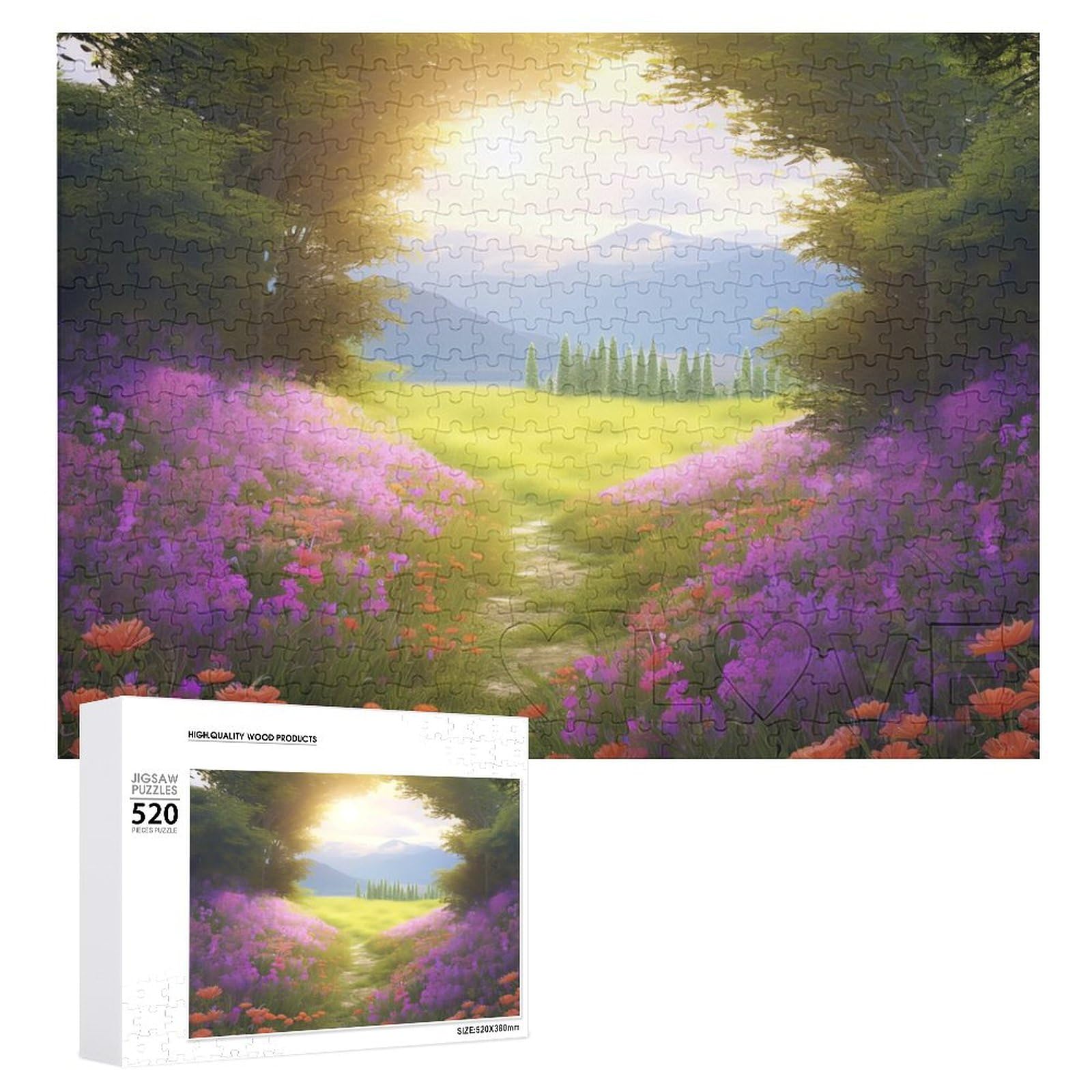 Amazon.com: Flowers Field Puzzle Personalized Wooden Puzzle 520