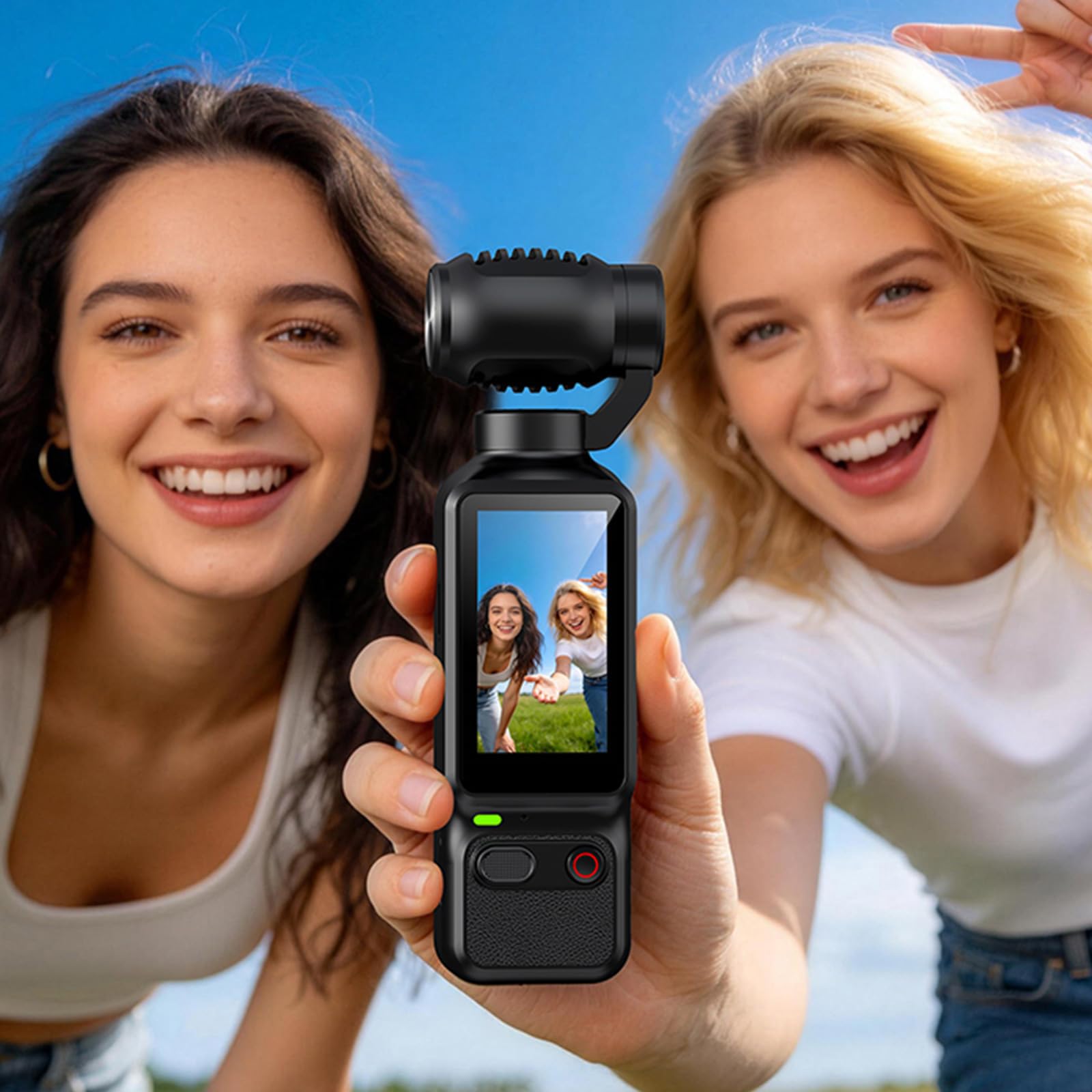 Videocamera per vlogging 4K HD da 1,97 pollici, videocamera gimbal tascabile portatile, riprese multi-angolo a 180° per ciclismo, viaggi, sport, equitazione e attività all'aperto,Black-134*42*31mm