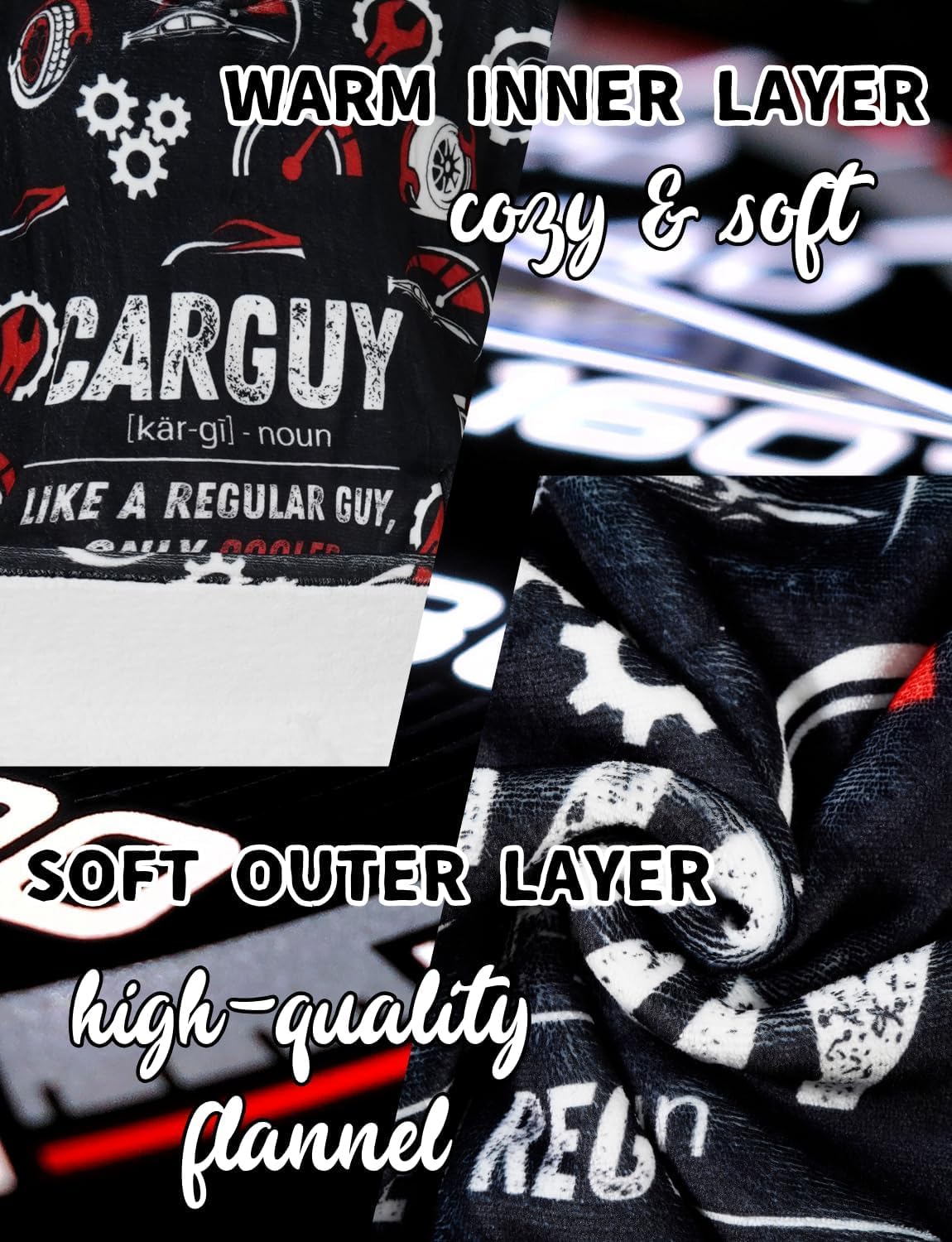 Car Guy Gifts for Car Lovers, Wearable Blanket Hoodies for Adults for Birthday, Christmas, Oversized Flannel Hooded Blankets, One Size Fits All