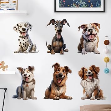 Six Breeds of Puppies Wall Stickers DIY Dogs Wall Decals