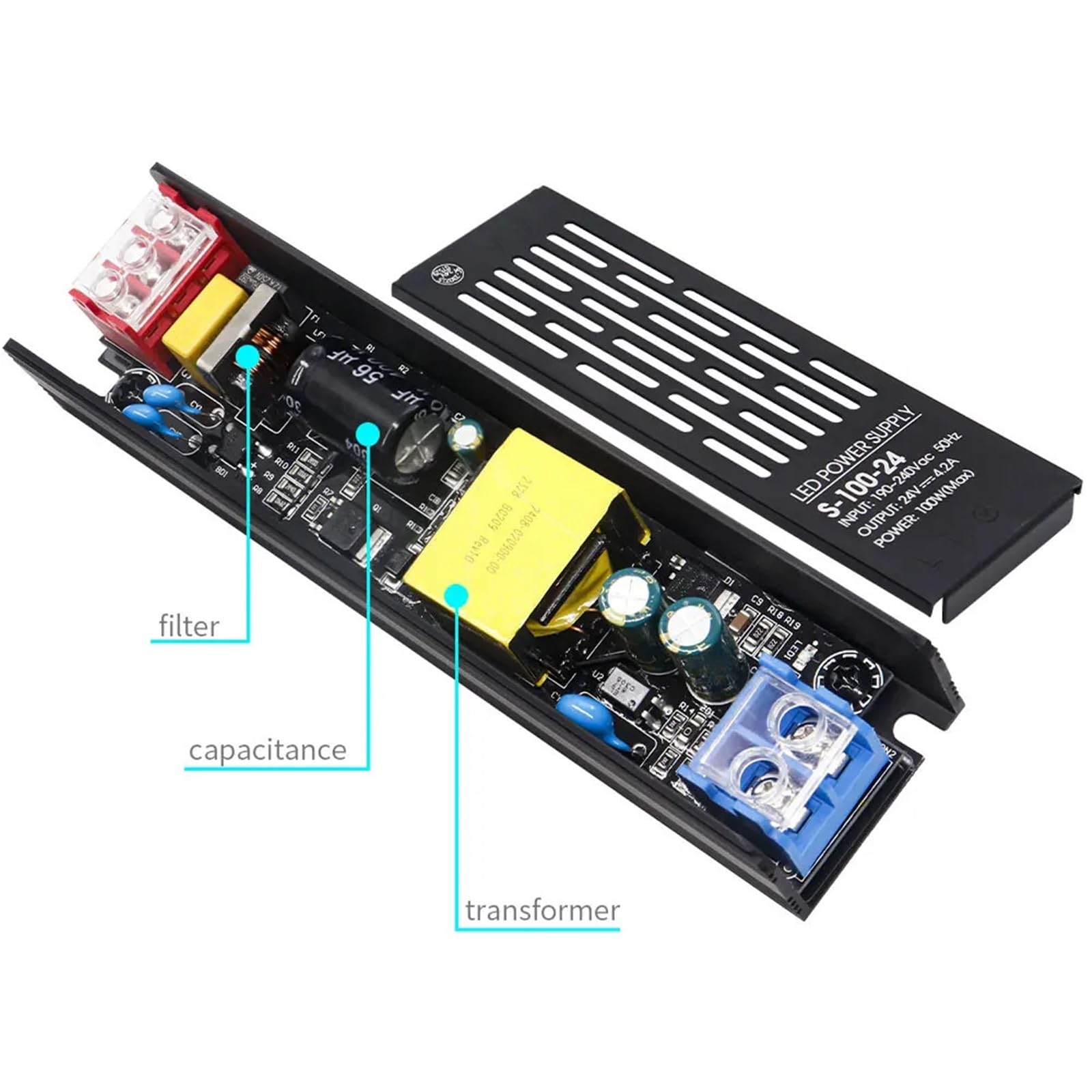 Alimentation LED 60 W, 100 W, 200 W, 300 W, 400 W, 500 W for ruban LED WS2811, DC12 V/24 V(12V,200W)