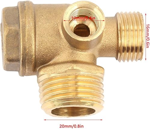 Miniatura 9 de KUIDAMOS Compresor de aire de latón de 3 puertos Válvula de retención roscada macho, válvula de retención del compresor de aire, para conexión de