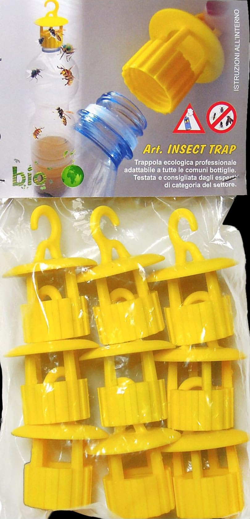 Trappola ecologica per Insetti (mosche comuni, tafani, mosca olearia, vespe e calabroni) di colore giallo, 90 trappole