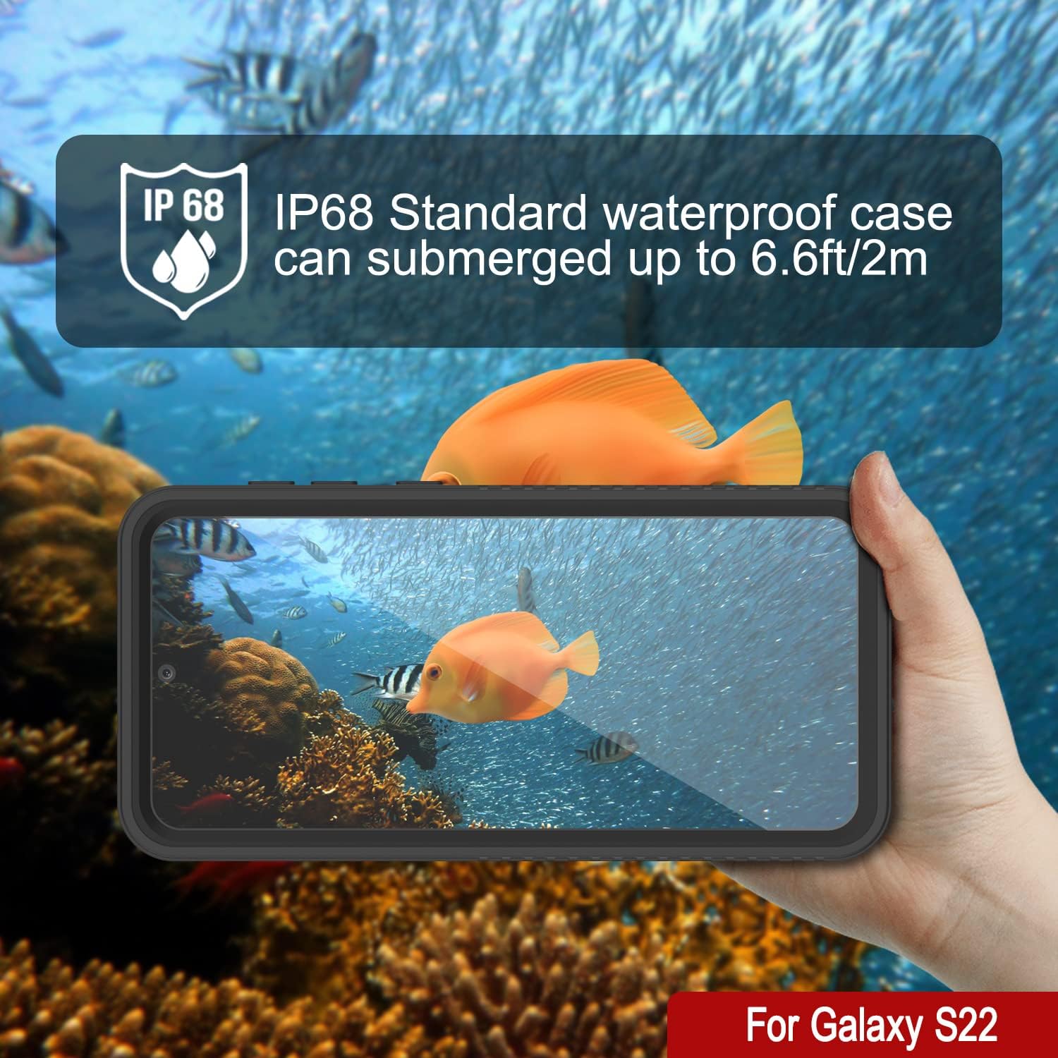 Punkcase Galaxy S22 Waterproof Case [Extreme Series] [Slim Fit] [IP68 Certified] [Shockproof] [Dirtproof] [Snowproof] Armor Cover for Galaxy S22 5G (6.06") (2022) [Black]