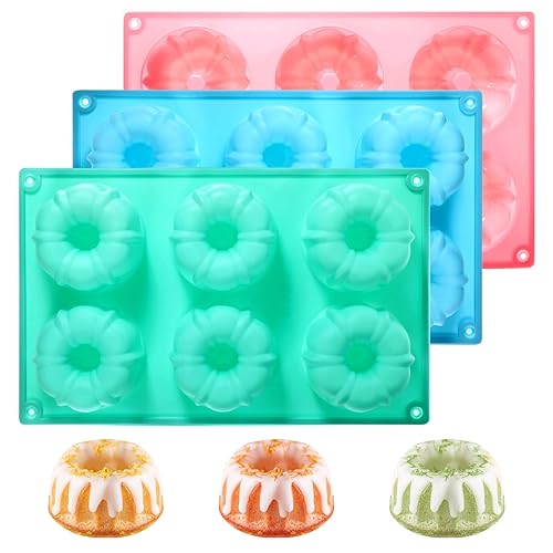 3 PCS Bundt Cake Pans for Baking, Non-stick Silicone Molds