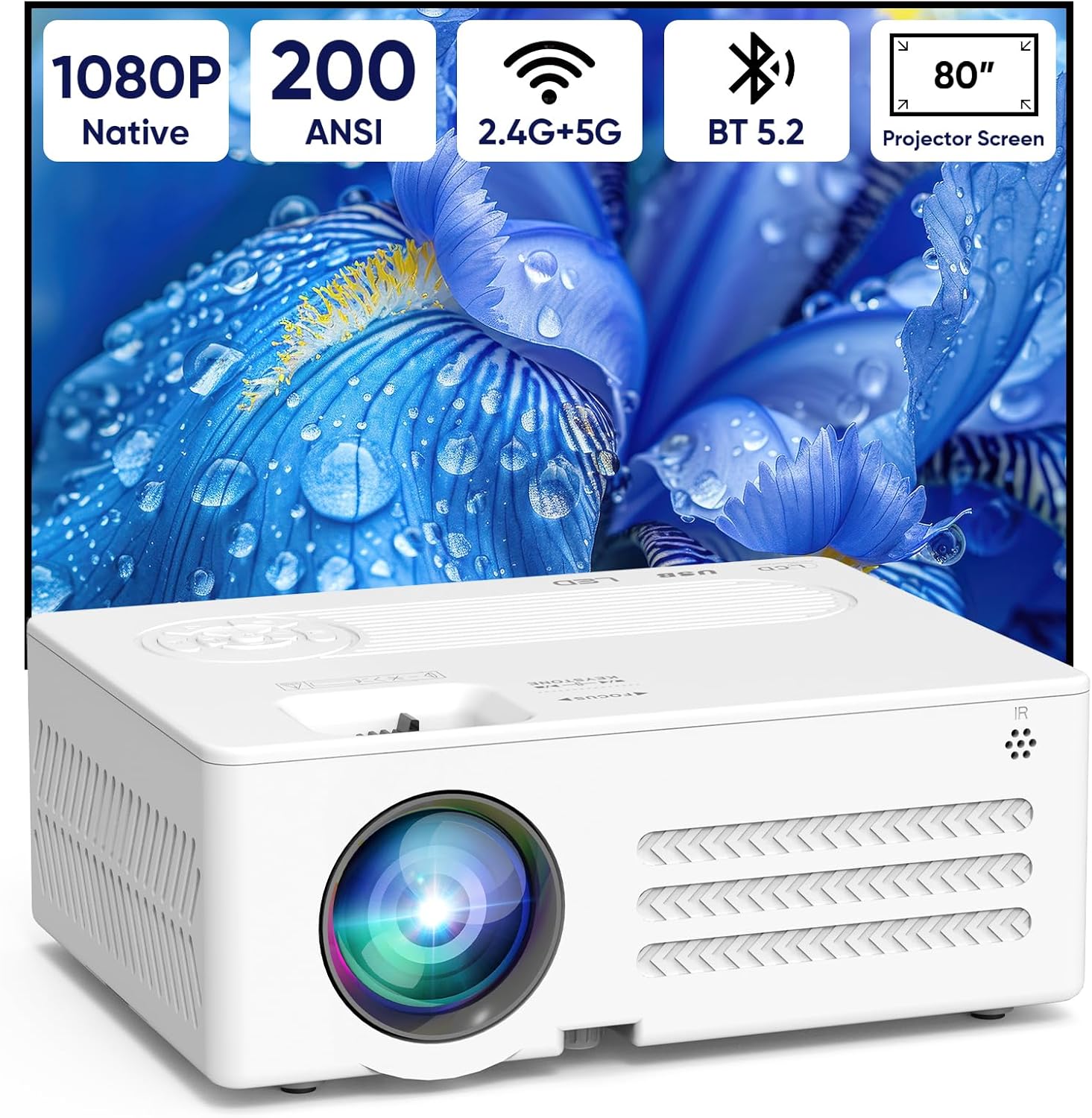 Mini Projector with WiFi and Bluetooth...