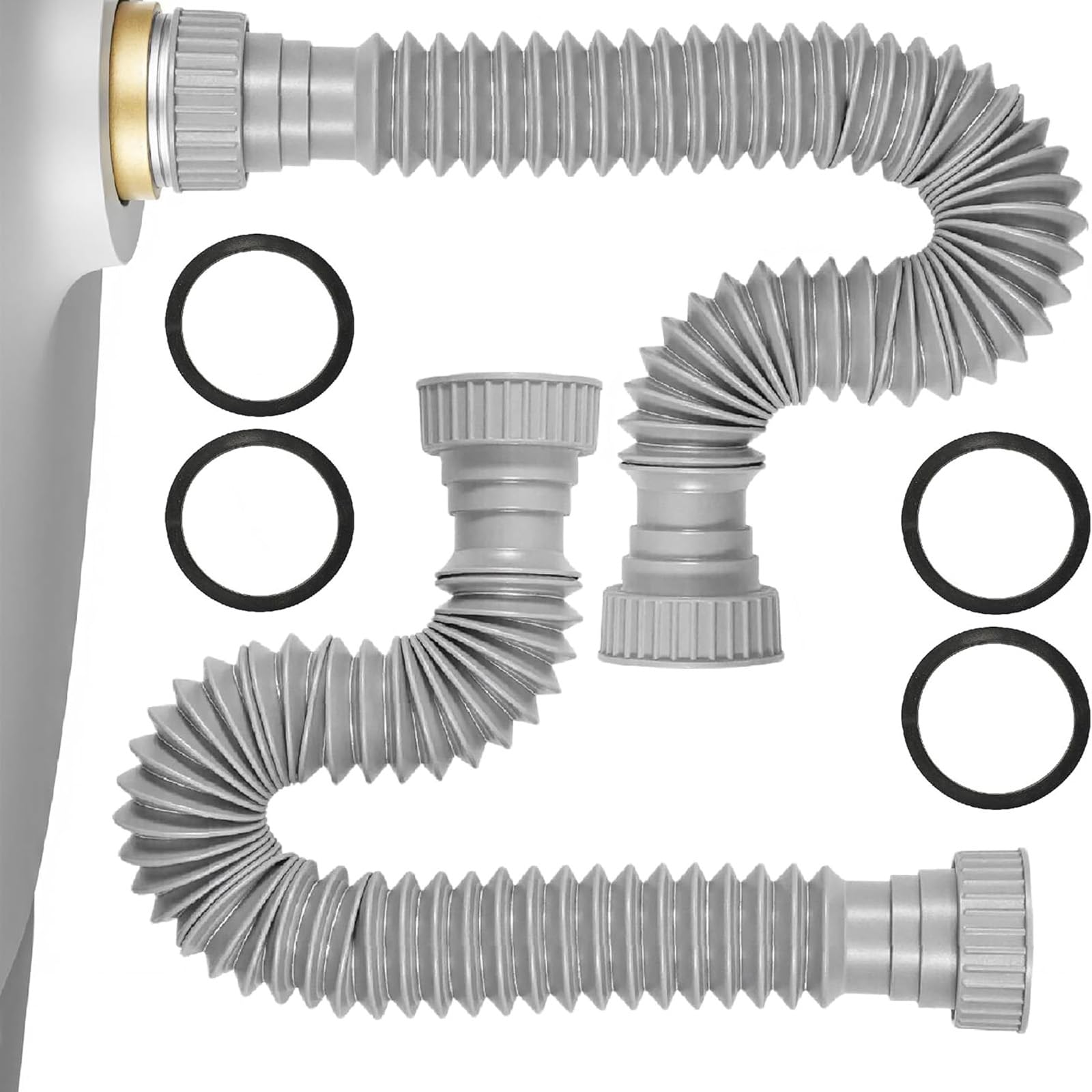 Tsophreniq Multicolor Flexible Sink Drainage Systems Adjustable Length P Set Not Erosion Sink P 2Pcs For Bathroom Kitchen Plumbing Bathroom Drain Set