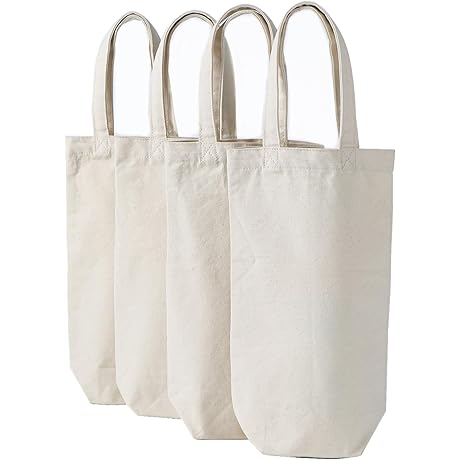 Reusable 4-Pack Wine Bags for Gifting and Storage (Cloth Wine Bags for Wine Bottles Gifts)