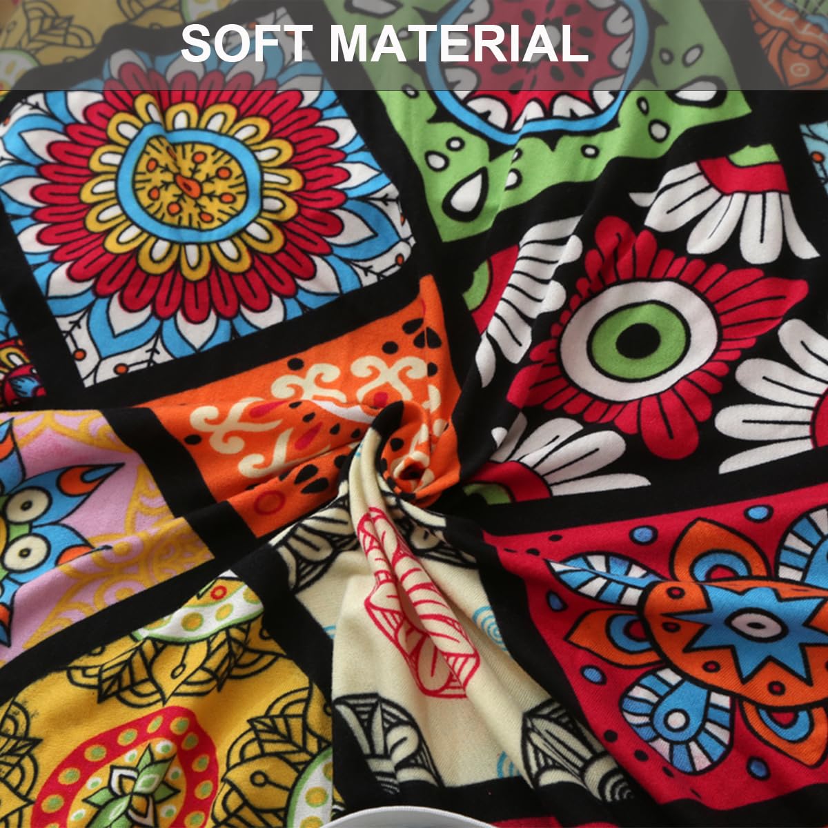 Highdi Fundas para sillas reclinables para sillas eléctricas, 4 piezas, funda de sillón reclinable con bolsillos de mandala, elásticas, antideslizantes, para sofá elevador, protector de muebles