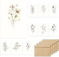 SLAPAFLIFE 40 Pack Blank Greeting Cards 4x6 - Elegant Watercolor Floral Note Cards with Matching Peel & Seal Rustic Envelopes