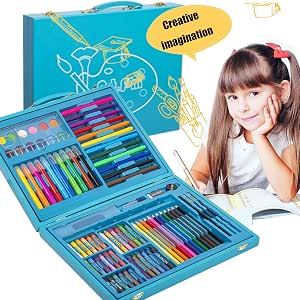 Mallette Dessin Enfant 150 Pièces - Kit Coloriage Complet Avec Valise Pour Filles Et Garçons