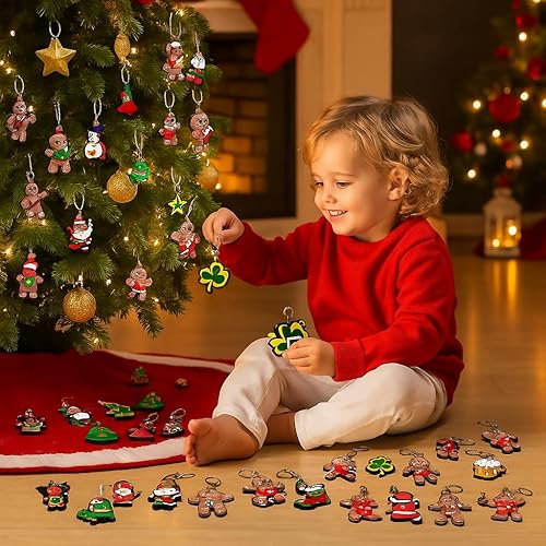 Miniatura 5 de 25 piezas de llaveros de Navidad, etiquetas para llaves, bolsas de regalo, regalo de Navidad, dijes de vacaciones para niños