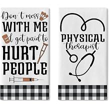 Physical Therapist Gifts Kitchen Dish Towels Set of 2, Humor Medical Therapy Drying Hand Towel Baking Cooking Cloth, Stethoscope Buffalo Plaid Bathroom Home Office Decoration 18'' x 26''