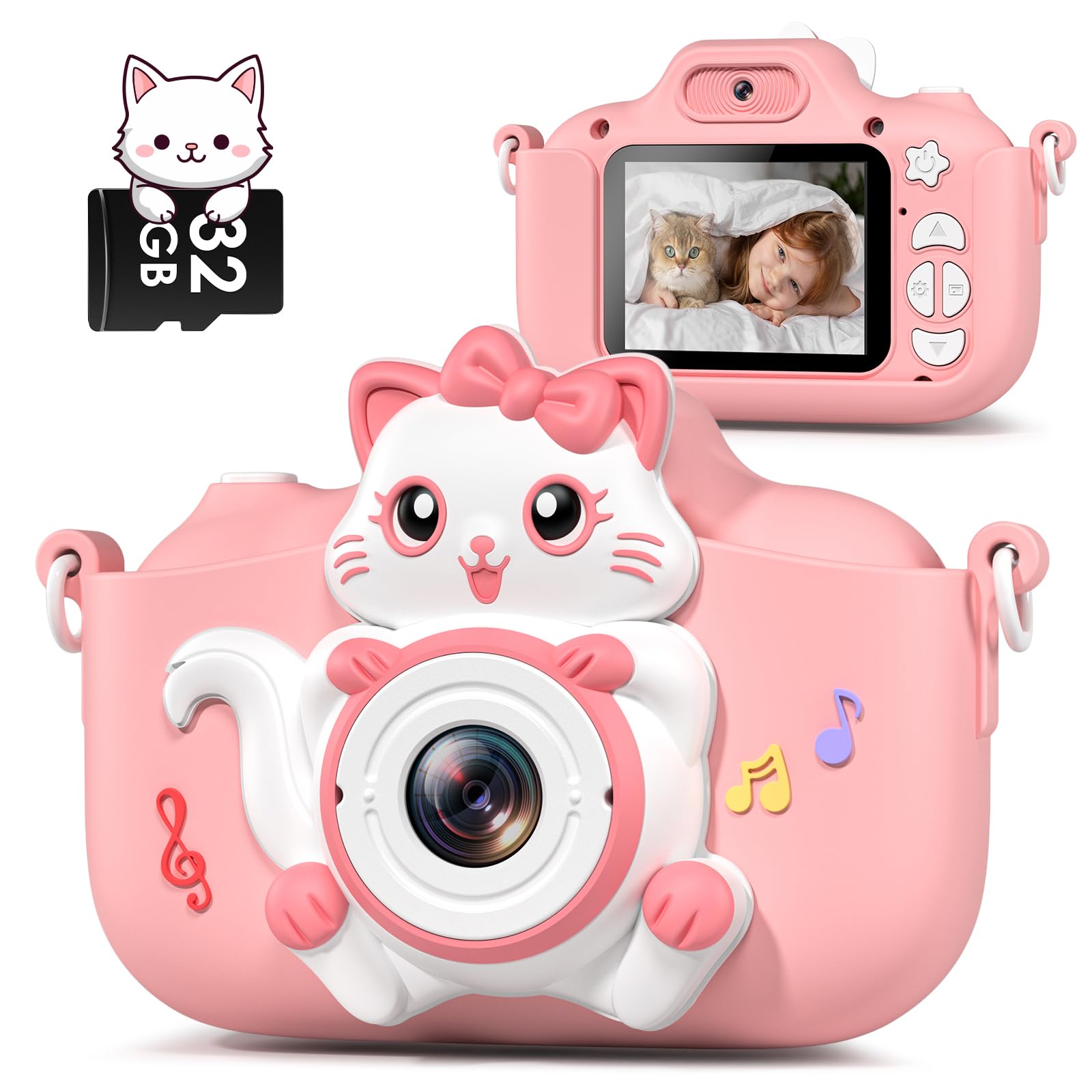 Gofunly Macchina Fotografica Bambini, 2.0 Pollici Mini Ricaricabile Fotocamera Digitale Bambini HD 1080P Selfie Videocamera con Scheda 32GB, Regalo Natale & Compleanno per Ragazze Ragazzi 3 a 12 Anni