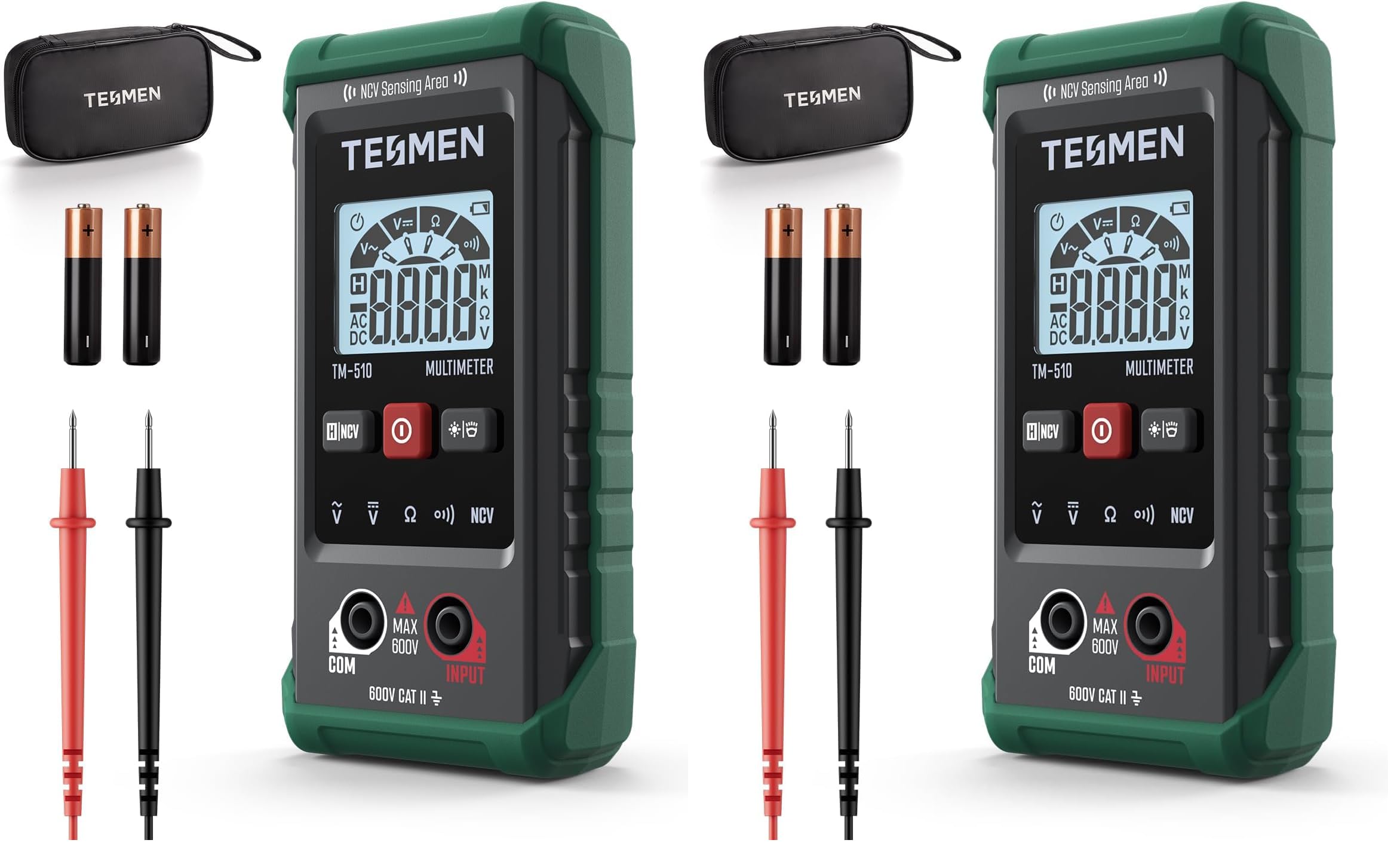 TM-510 Digital Multimeter, 4000 Counts, Smart Measurement, Auto-Ranging Voltmeter; Voltage Tester with Non-Contact Voltage Function, Measures AC/DC Voltage, Resistance, Continuity – Green — Amazon image 8