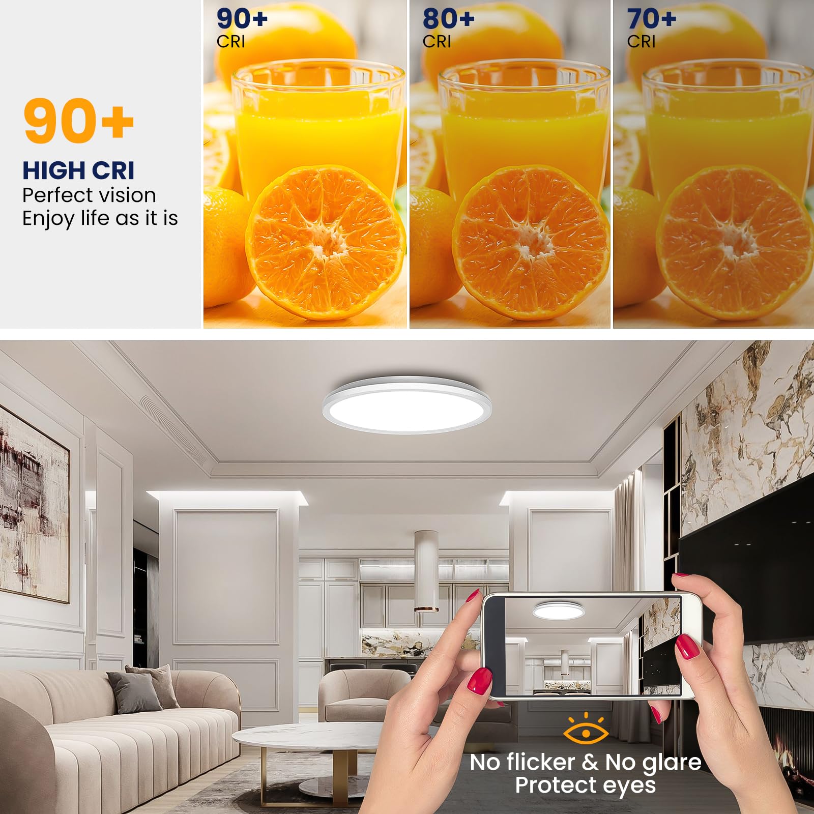 LED Deckenleuchte Dimmbar mit Fernbedienung, 24W RGB Farbwechsel LED Deckenlampe, Rund Deckenbeleuchtung 3000K-6500K für Schlafzimmer, Wohnzimmer, Badezimmer, Kinderzimmer, Ø30CM